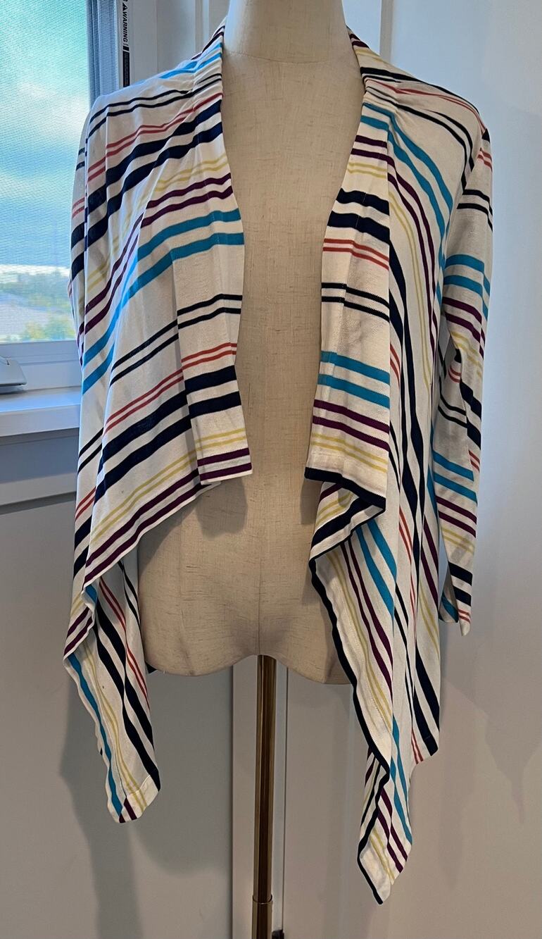 Zero + Maria Cornejo Striped Cotton Draped Cardigan / Shawl Sweater US 4